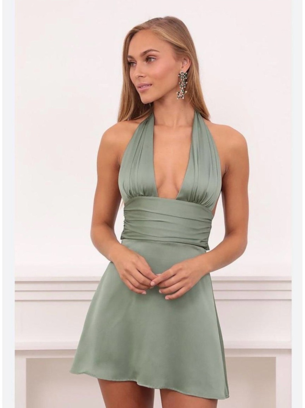Sage Halter Mini Dress - Women Lucy In The Sky